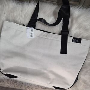 White and Black Canvas Tote Bag